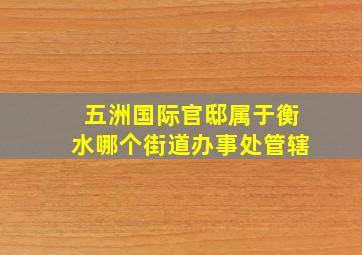 五洲国际官邸属于衡水哪个街道办事处管辖