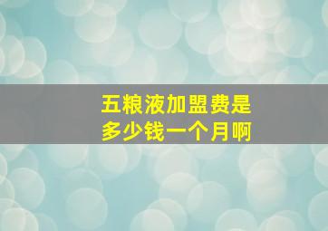 五粮液加盟费是多少钱一个月啊