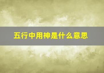 五行中用神是什么意思