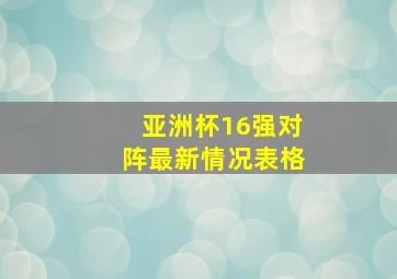 亚洲杯16强对阵最新情况表格