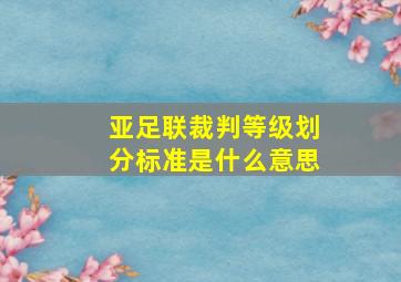 亚足联裁判等级划分标准是什么意思