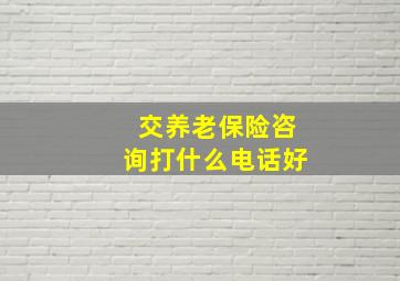 交养老保险咨询打什么电话好