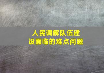 人民调解队伍建设面临的难点问题