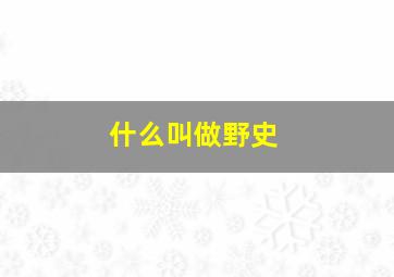 什么叫做野史