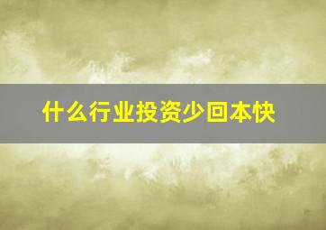 什么行业投资少回本快