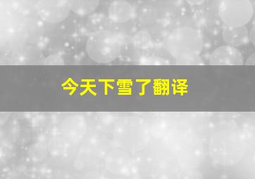 今天下雪了翻译