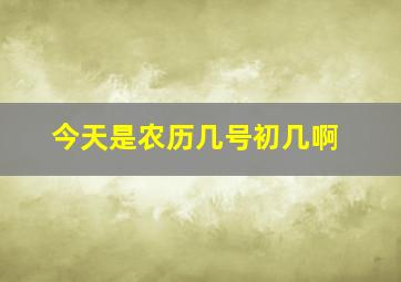 今天是农历几号初几啊