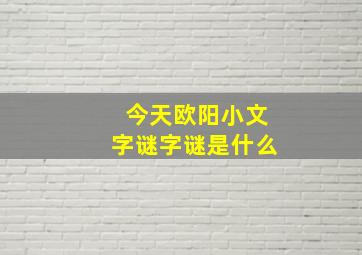 今天欧阳小文字谜字谜是什么