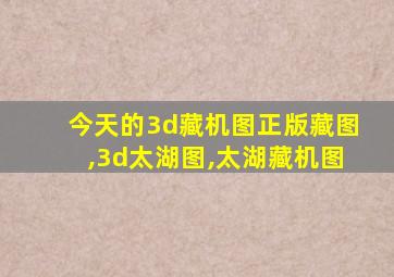 今天的3d藏机图正版藏图,3d太湖图,太湖藏机图