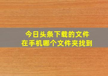 今日头条下载的文件在手机哪个文件夹找到