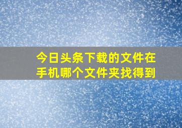 今日头条下载的文件在手机哪个文件夹找得到