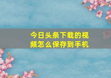 今日头条下载的视频怎么保存到手机