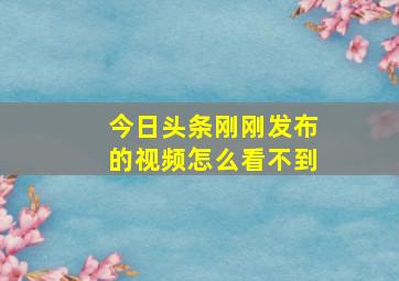 今日头条刚刚发布的视频怎么看不到