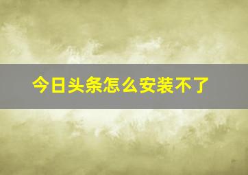 今日头条怎么安装不了