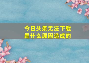 今日头条无法下载是什么原因造成的