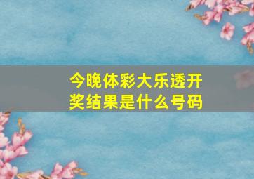 今晚体彩大乐透开奖结果是什么号码