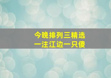 今晚排列三精选一注江边一只傻