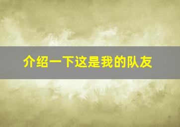 介绍一下这是我的队友