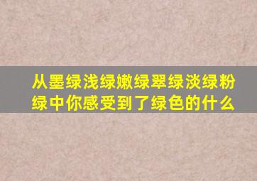 从墨绿浅绿嫩绿翠绿淡绿粉绿中你感受到了绿色的什么