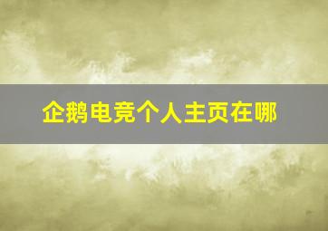 企鹅电竞个人主页在哪