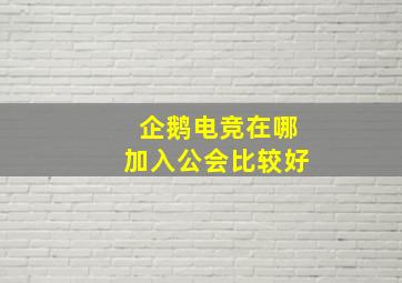 企鹅电竞在哪加入公会比较好