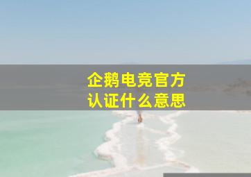 企鹅电竞官方认证什么意思