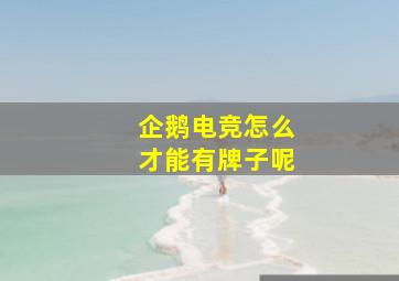 企鹅电竞怎么才能有牌子呢