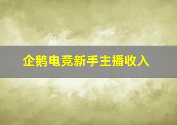 企鹅电竞新手主播收入