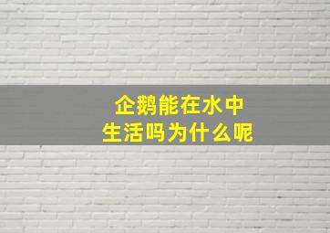 企鹅能在水中生活吗为什么呢