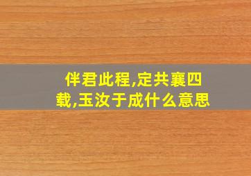 伴君此程,定共襄四载,玉汝于成什么意思