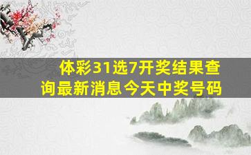 体彩31选7开奖结果查询最新消息今天中奖号码