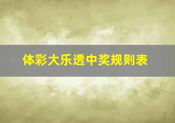 体彩大乐透中奖规则表