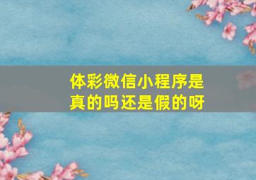 体彩微信小程序是真的吗还是假的呀