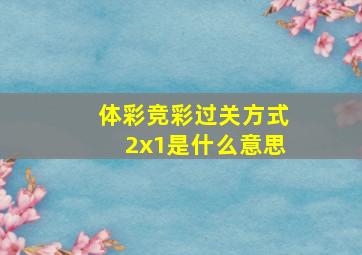 体彩竞彩过关方式2x1是什么意思