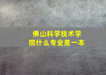 佛山科学技术学院什么专业是一本