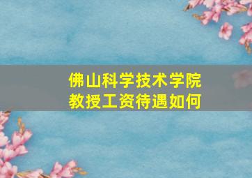 佛山科学技术学院教授工资待遇如何