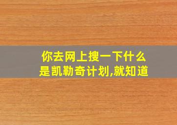 你去网上搜一下什么是凯勒奇计划,就知道