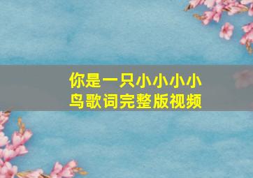 你是一只小小小小鸟歌词完整版视频