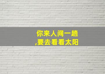 你来人间一趟,要去看看太阳