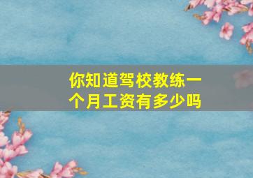 你知道驾校教练一个月工资有多少吗