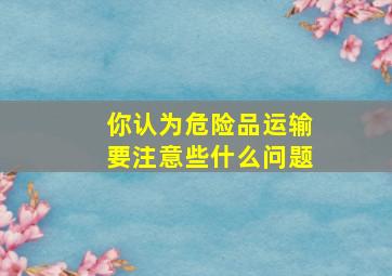 你认为危险品运输要注意些什么问题