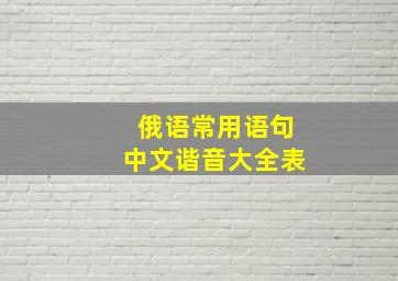 俄语常用语句中文谐音大全表