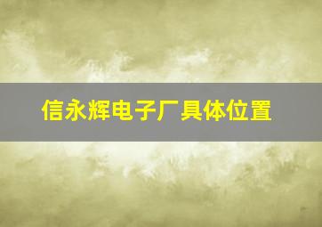 信永辉电子厂具体位置