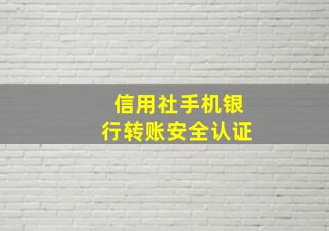 信用社手机银行转账安全认证