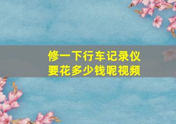 修一下行车记录仪要花多少钱呢视频