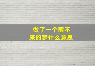 做了一个醒不来的梦什么意思