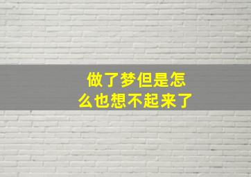 做了梦但是怎么也想不起来了