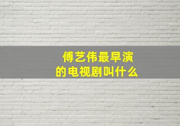 傅艺伟最早演的电视剧叫什么