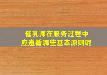 催乳师在服务过程中应遵循哪些基本原则呢