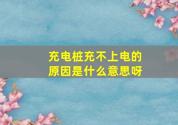 充电桩充不上电的原因是什么意思呀